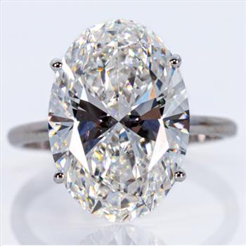 6 Carat Oval Lab Grown Diamond Engagement Ring 14k White Gold IGI Certified