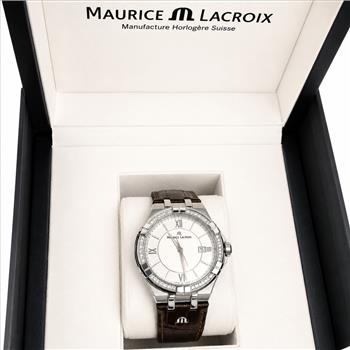 IGI Certified Custom Natural Diamond Maurice Lacroix AIKON AI1008 42mm Leather Men's Watch