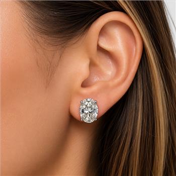 IGI Certified 4 Carat Lab Grown Diamond Oval Stud Earrings Solid 14k White Gold