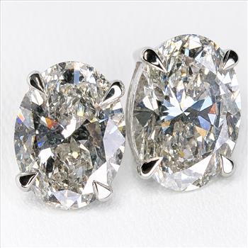 IGI Certified 4 Carat Lab Grown Diamond Oval Stud Earrings Solid 14k White Gold