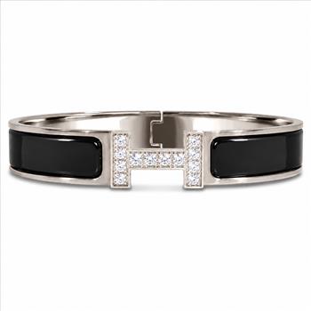 IGI Certified Custom Natural Diamond Hermes Clic H Bracelet GM Size