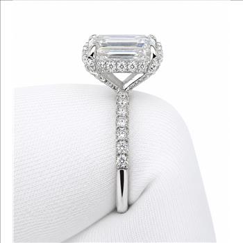 IGI Certified 4 Carat Emerald Lab Grown Diamond Engagement Ring 10k Solid White Gold