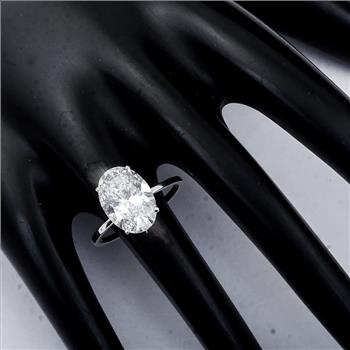 6 Carat Oval Lab Grown Diamond Engagement Ring 14k White Gold IGI Certified