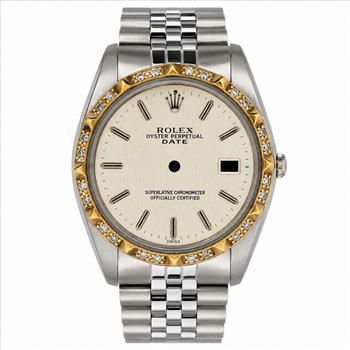 Rolex Diamond Bezel Oyster Perpetual Date Men's Watch Case Parts Set