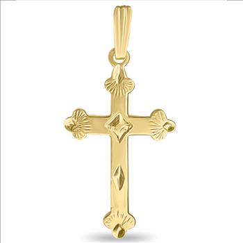 14k Yellow Gold Filled Gothic Cross Religious Pendant Necklace Charm Mens Womens 1 1/3 Inches
