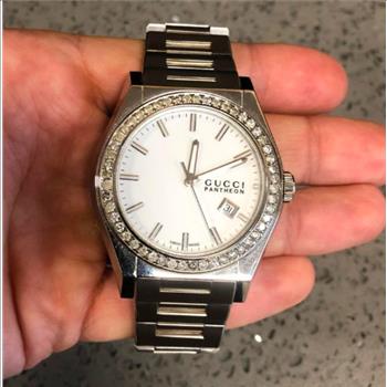Custom Natural Diamond Gucci Men’s Pantheon Watch 42mm IGI Certified