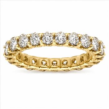 IGI Certified Real Natural 2.20 Carat Diamond Eternity Ring Band Solid 14k Yellow Gold