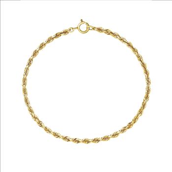 14K Yellow Gold Filled Rope Bracelet 7 1/2 Inches Mens Womens