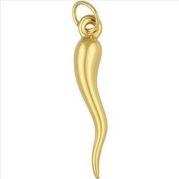 14K Yellow Gold Filled Italian Horn Cornicello Pendant Necklace Charm