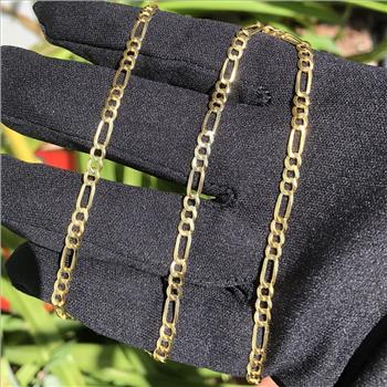 14K Yellow Gold Filled Figaro Link Chain Necklace 20 Inch 3mm Men Women