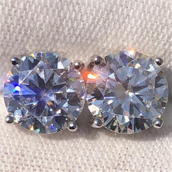 4 Carat VVS Moissanite Round 2 Stud Earrings 925 GRA