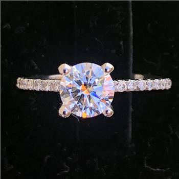 1 Carat VS Lab Grown Brilliant Round Solitaire Diamond Engagement Ring Solid 14K White Gold