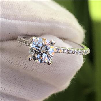 1 Carat VS Lab Grown Brilliant Round Solitaire Diamond Engagement Ring Solid 14K White Gold
