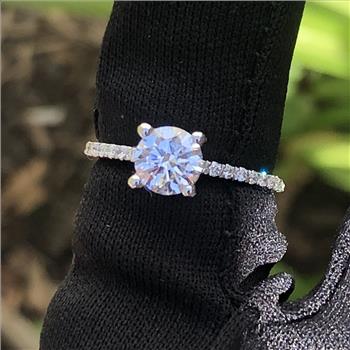 1 Carat VS Lab Grown Brilliant Round Solitaire Diamond Engagement Ring Solid 14K White Gold