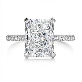 Moissanite VVS 2 Carat Radiant Cut Engagement Ring 925 GRA Womens