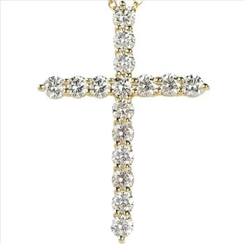 Real Lab Grown Diamond Cross Crucifix Pendant Necklace Solid 14k Yellow Gold