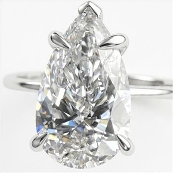 IGI Certified 4 Carat Lab Grown Diamond Engagement Ring Pear 10k Solid White Gold