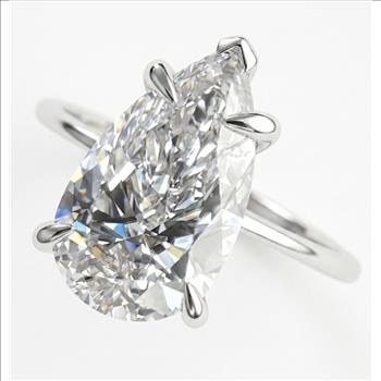 IGI Certified 4 Carat Lab Grown Diamond Engagement Ring Pear 10k Solid White Gold