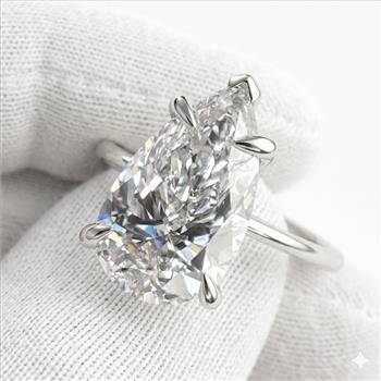 IGI Certified 4 Carat Lab Grown Diamond Engagement Ring Pear 10k Solid White Gold