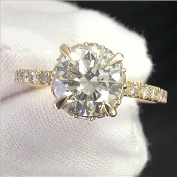 Real Natural 2 Carat Ct GIA Round Solitaire Diamond Engagement Ring 14k Solid Yellow Gold