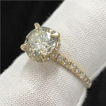 Real Natural 2 Carat Ct GIA Round Solitaire Diamond Engagement Ring 14k Solid Yellow Gold