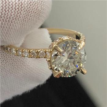 Real Natural 2 Carat Ct GIA Round Solitaire Diamond Engagement Ring 14k Solid Yellow Gold