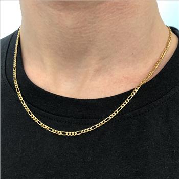 14K Yellow Gold Filled Figaro Link Chain Necklace 20 Inch 3mm Men Women