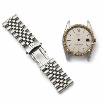 Rolex Diamond Bezel Oyster Perpetual Date Men's Watch Case Parts Set To Be Assembled Into A Running Watch