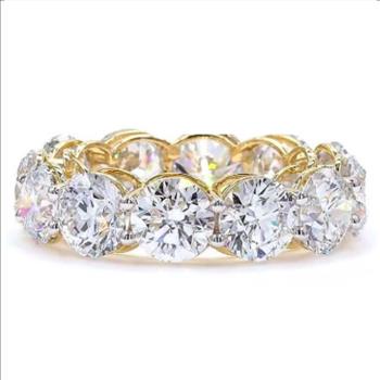 6 Carat Real Lab Grown Round Diamond Eternity Ring Band Solid 14k Yellow Gold