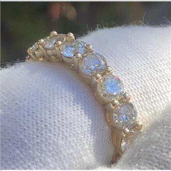 Real Natural 3 Carat Diamond Eternity Ring Band Solid 14k Yellow Gold IGI Certified 