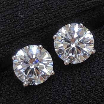 1 1/2 ct Lab Grown Diamond Round Solitaire Stud Earrings 14k White Gold