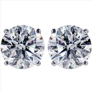 1 1/2 ct Lab Grown Diamond Round Solitaire Stud Earrings 14k White Gold