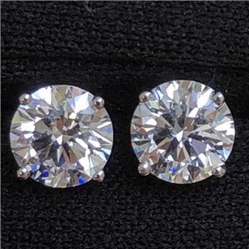1 1/2 ct Lab Grown Diamond Round Solitaire Stud Earrings 14k White Gold