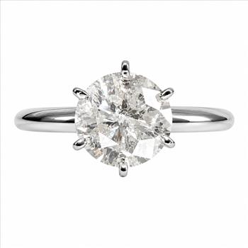 GCAL Certified Real Natural 2 Carat Diamond Brilliant Round Solitaire Engagement Ring Solid 14k White Gold