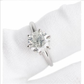 GCAL Certified Real Natural 2 Carat Diamond Brilliant Round Solitaire Engagement Ring Solid 14k White Gold