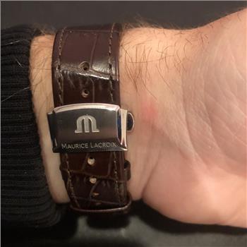 Custom Natural Diamond Maurice Lacroix AIKON AI1008 42mm Leather Men's Watch IGI Certified