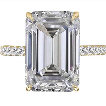4 Carat Emerald Lab Grown Diamond Engagement Ring 14k Solid Yellow Gold IGI Certified