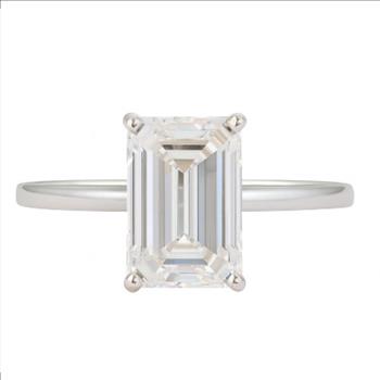 Real Lab Grown Diamond 3 Carat Emerald Cut Engagement Ring Solid 14k White Gold IGI Certified