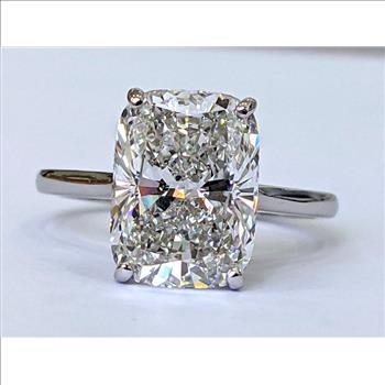 Real Lab Grown Diamond 3 Carat Elongated Cushion Cut Engagement Ring Solid 14k White Gold IGI Certified 