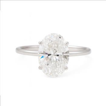 Real Lab Grown Diamond Oval Brilliant Engagement Ring 2 Carat Solid 14k White Gold IGI Certified  