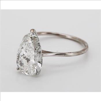 Real Lab Grown Diamond 2 Carat Pear Shaped Engagement Ring Solid 14k White Gold IGI Certified 