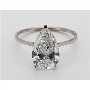 Real Lab Grown Diamond 2 Carat Pear Shaped Engagement Ring Solid 14k White Gold IGI Certified 