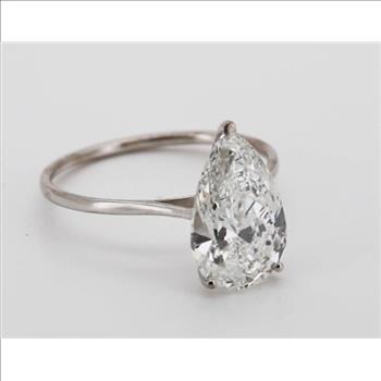 Real Lab Grown Diamond 2 Carat Pear Shaped Engagement Ring Solid 14k White Gold IGI Certified 