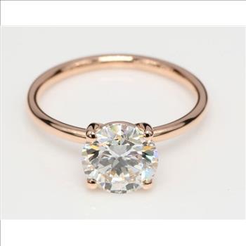 Real Lab Grown Diamond 2 Carat Round Brilliant Engagement Ring Solid 14k Rose Gold IGI Certified