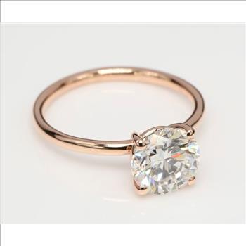 Real Lab Grown Diamond 2 Carat Round Brilliant Engagement Ring Solid 14k Rose Gold IGI Certified