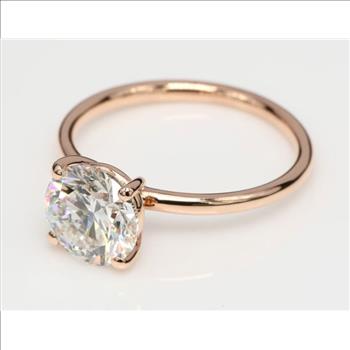 Real Lab Grown Diamond 2 Carat Round Brilliant Engagement Ring Solid 14k Rose Gold IGI Certified