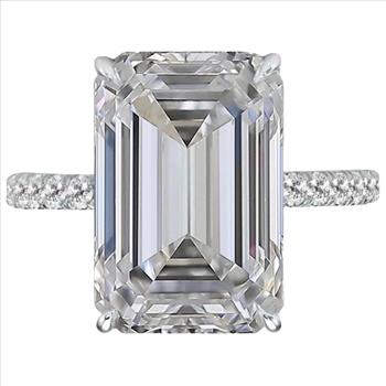  IGI Certified 4 Carat Emerald Lab Grown Diamond Engagement Ring 14k Solid White Gold