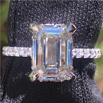  IGI Certified 4 Carat Emerald Lab Grown Diamond Engagement Ring 14k Solid White Gold