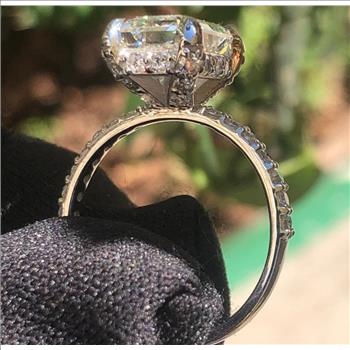  IGI Certified 4 Carat Emerald Lab Grown Diamond Engagement Ring 14k Solid White Gold