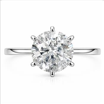 Real Natural 2 Carat Diamond Brilliant Round Solitaire Engagement Ring IGI Certified Solid 14k White Gold